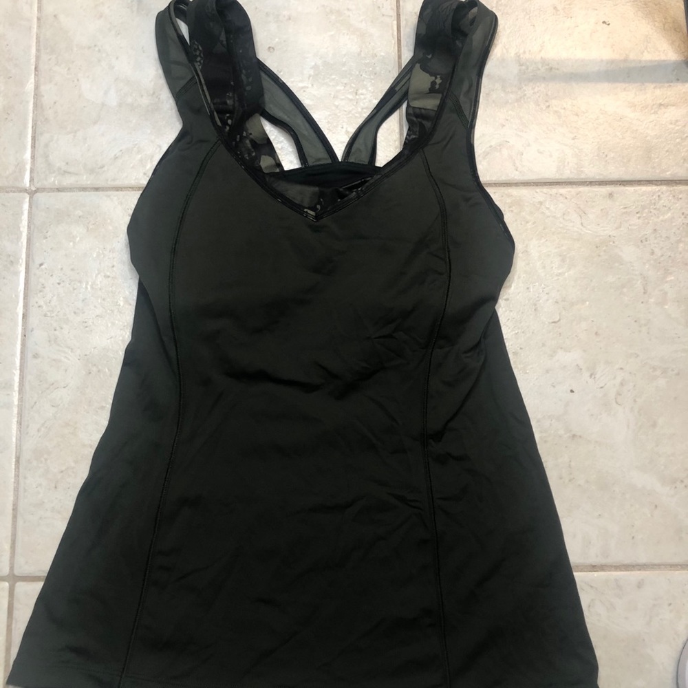 Lululemon Dark Green Tank with built-in bra size 8
